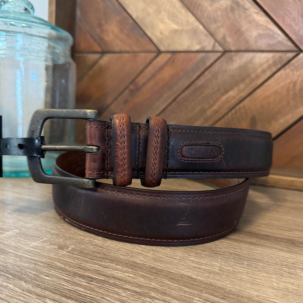 Columbia Mens Brown Leather Belt Size 38